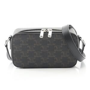 Celine Triomphe shoulder bag canvas leather black brown